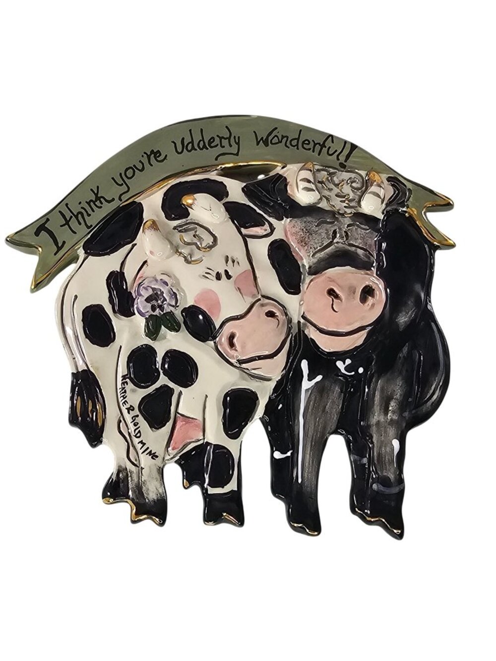 Blue Sky Heather Goldminc Cow I Think You’re Udderly Wonderful Wall Plaque
